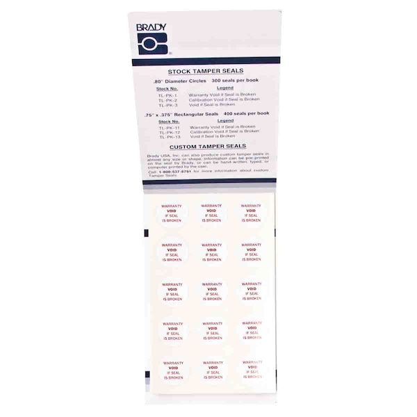 Tamper Seal Label, WARRANTY VOID IF SEAL IS BROKEN, Vinyl, Red on White, 0.8in Dia, 300PK